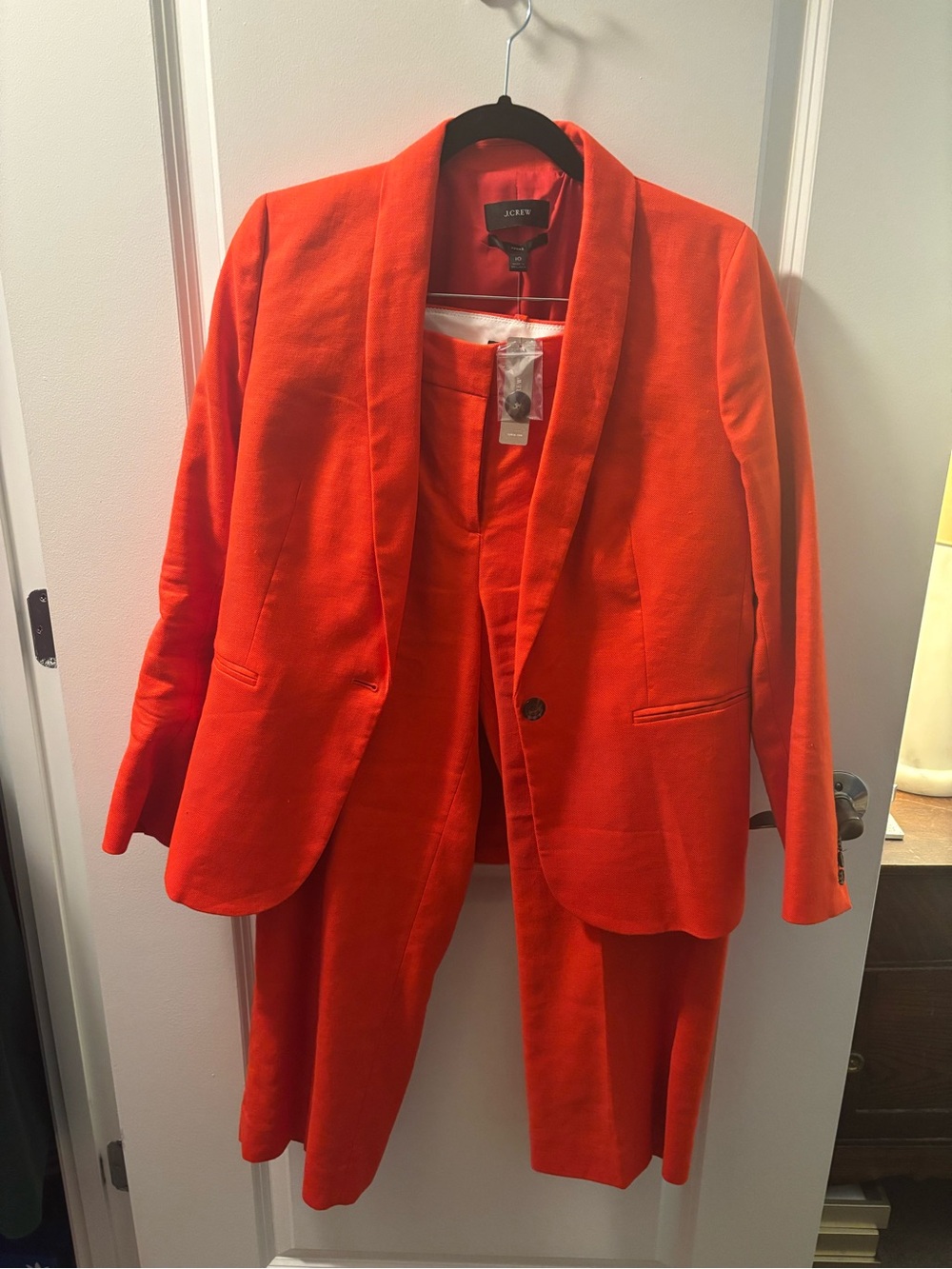 J. Crew Vibrant Red/Orange Tailored Linen blend Suit